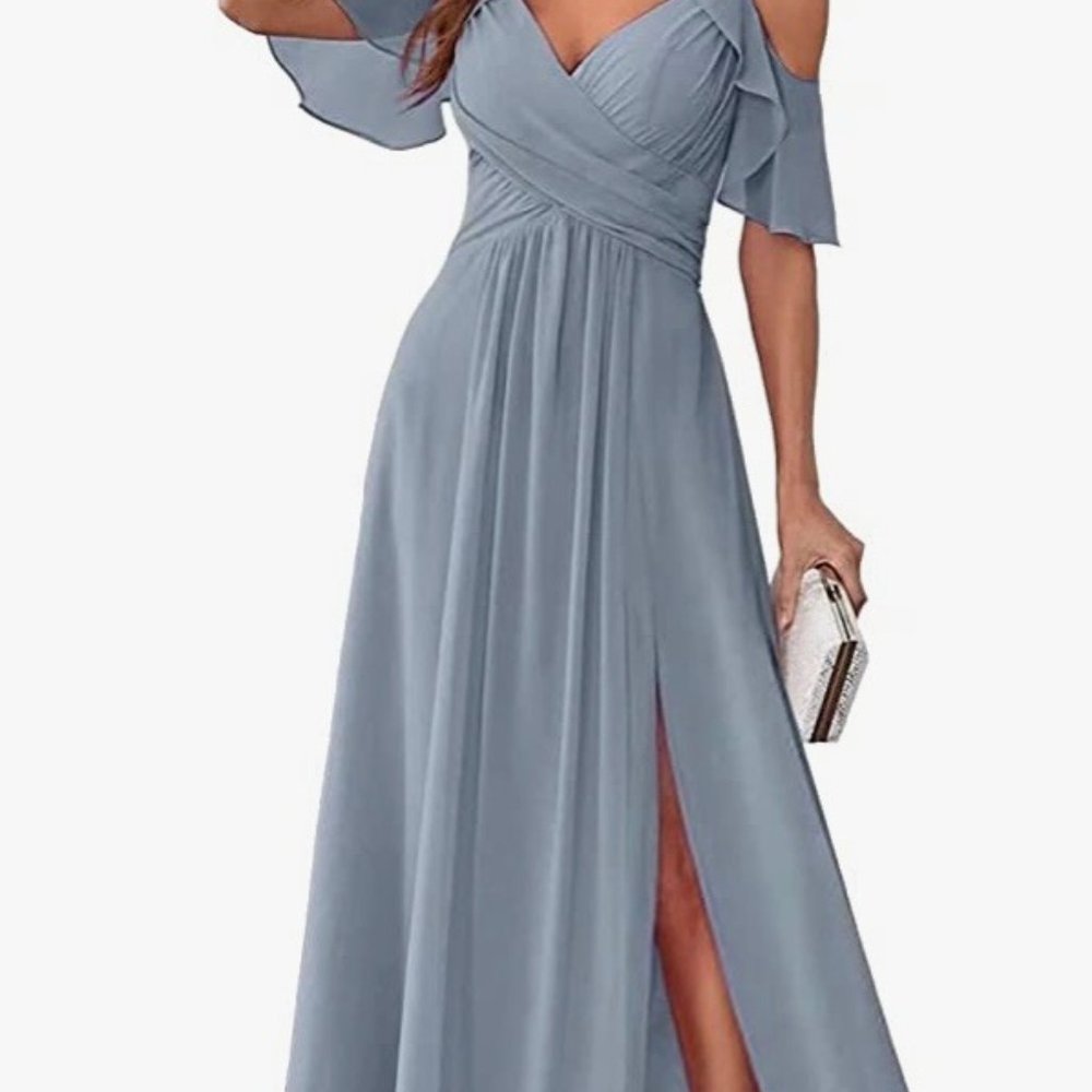 Women's Chiffon Cold Shoulder Bridesmaid Dress